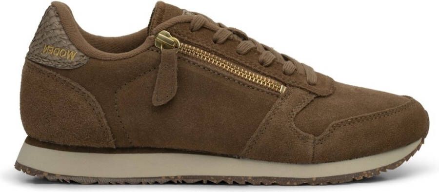 Woden Ydun Zipper dames sneakers taupe suède