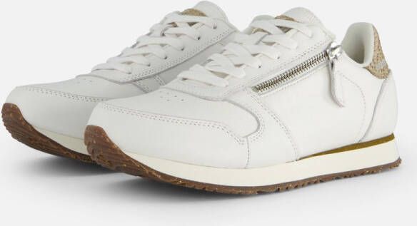 Woden Ydun Leather Zipper Trendy Leren Sneakers Beige Dames