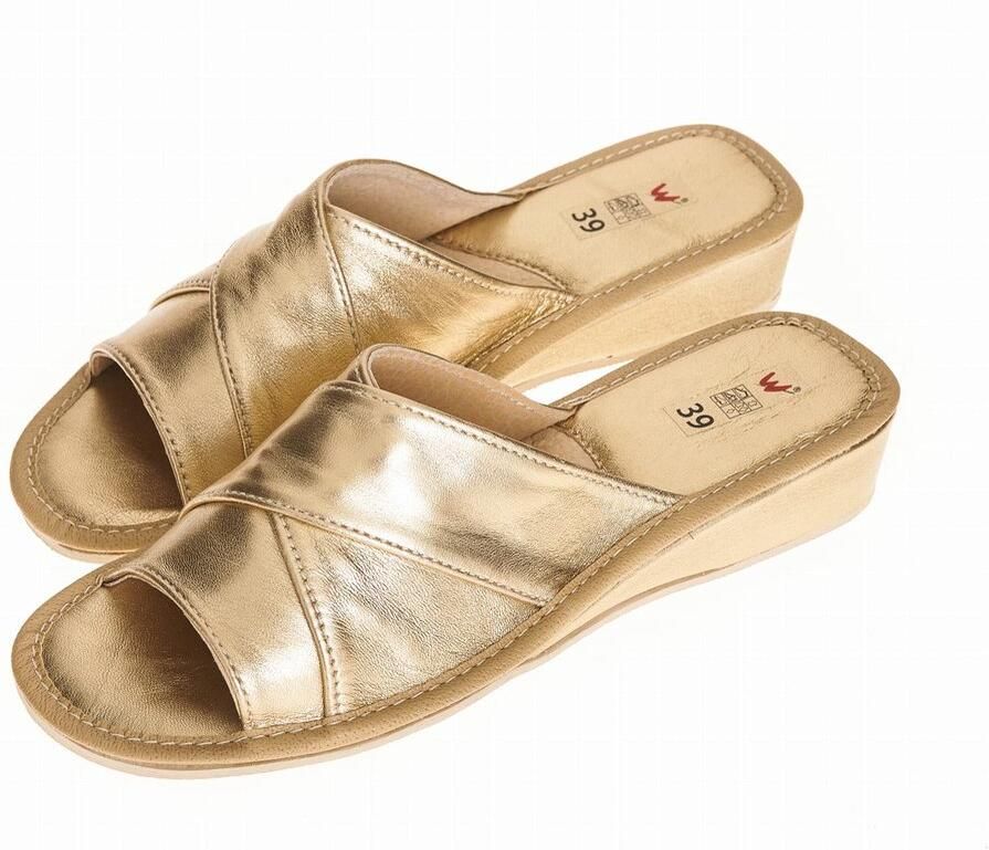 Wójciak Podhale Leren Dames Sloffen Wit Comfort Ventilatie