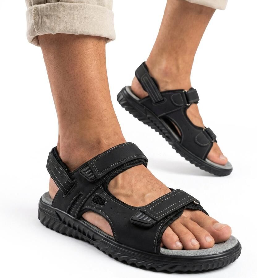 Wojtyłko Heren Sandalen Leer Lichtgewicht Klittenband