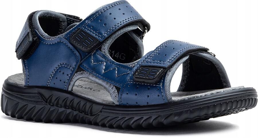 Wojtyłko Sport Sandalen Blauw Leer Comfortabele Klittenband