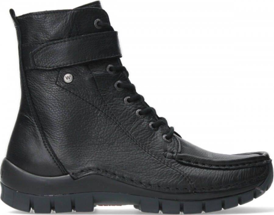 Wolky Hoge veterschoenen Reach zwart leer