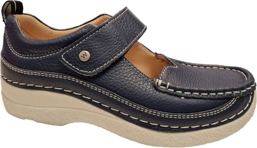 Wolky Bandschoenen Roll Combi blauw leer