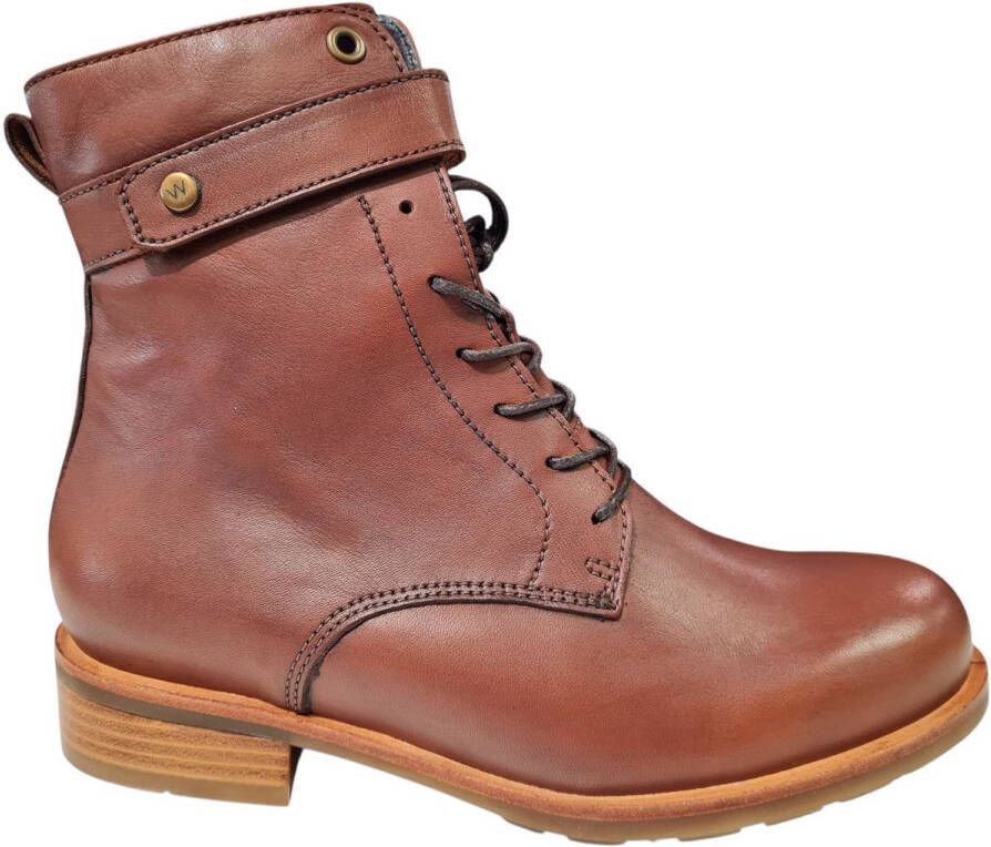Wolky Cognac Leren Dames Veterboots Cogna