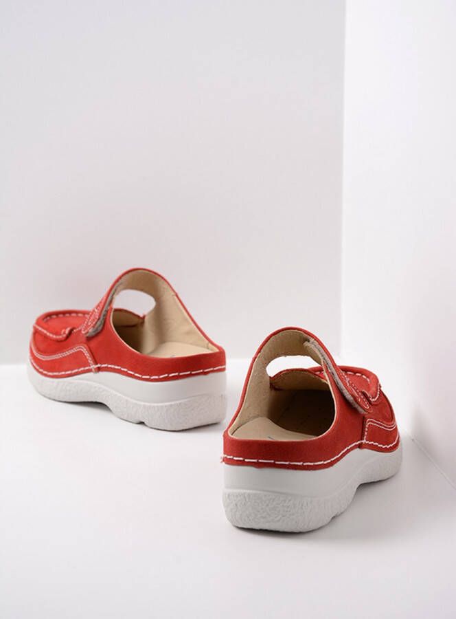 Wolky Comfortschoenen Roll Slipper rood zomer nubuck