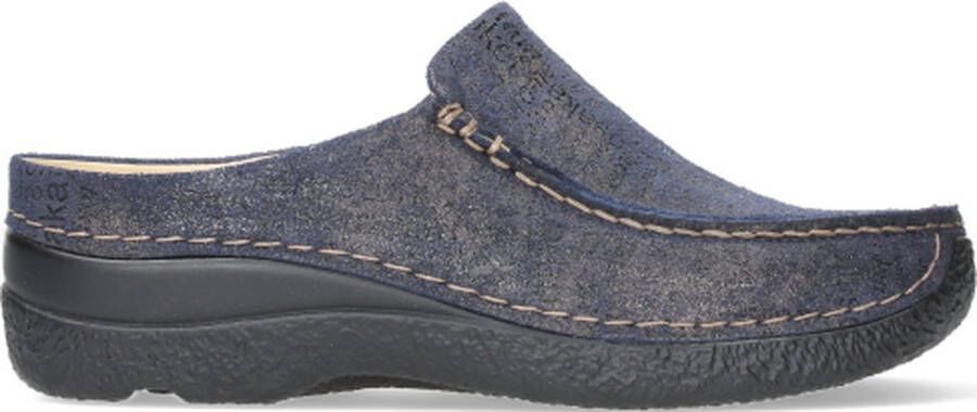Wolky Comfortschoenen Seamy Slide blauw metallic suede