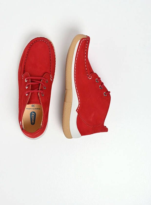 Wolky Dames Hoge veterschoenen 04526 Rosella Rood