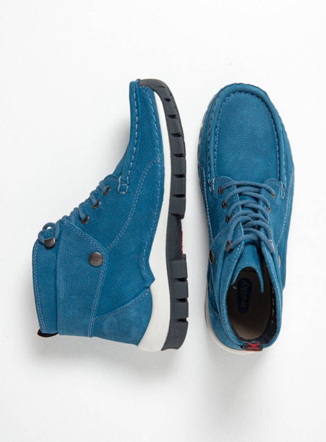 Wolky Dames Hoge veterschoenen 04725 Jump Lichtblauw