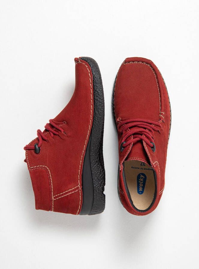 Wolky Dames Hoge veterschoenen 06253 Seamy Moc Rood