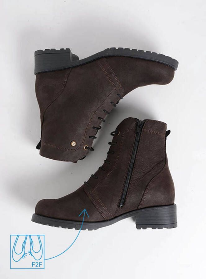 Wolky Bruine Leren Veterlaarzen Comfortabel Brown Dames