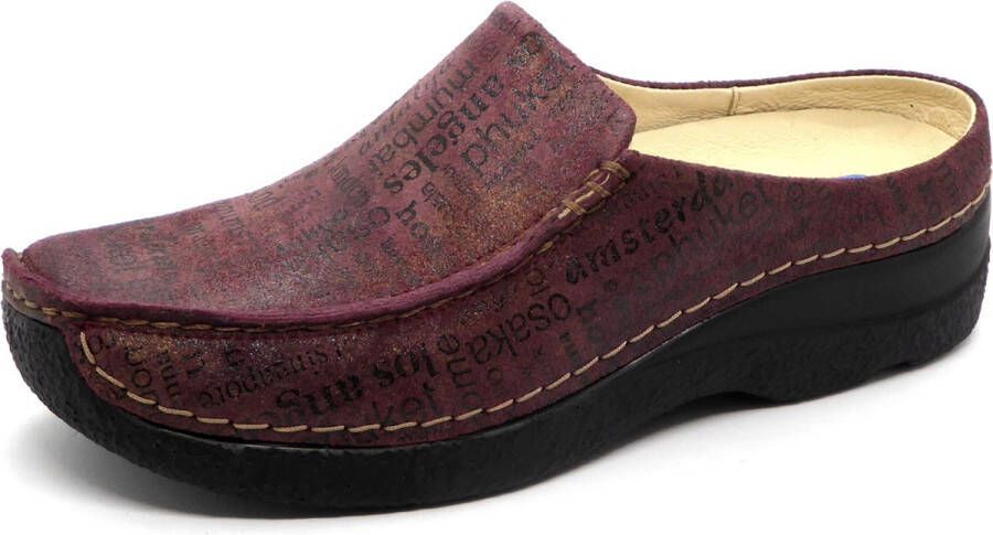 Wolky Dames Slipper Seamy Slide 0625091-510 Donkerrood Print