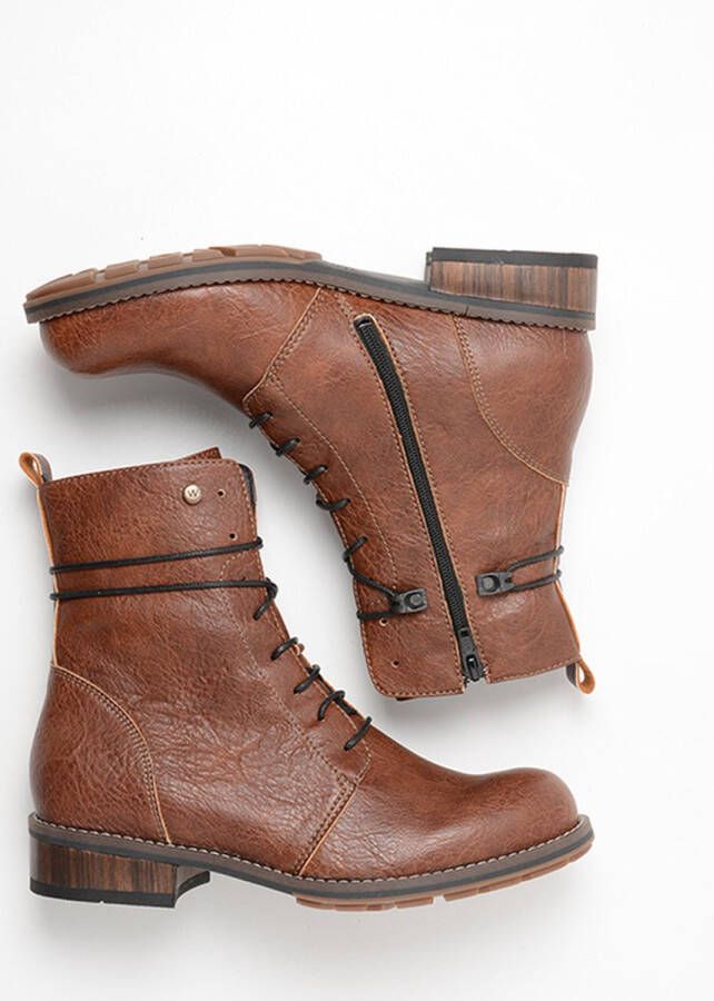 Wolky Hoge veterschoenen Murray Vegan cognac