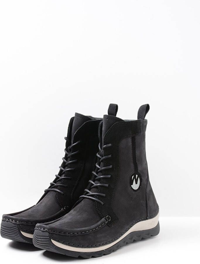 Wolky Hoge veterschoenen Ocean zwart nubuck