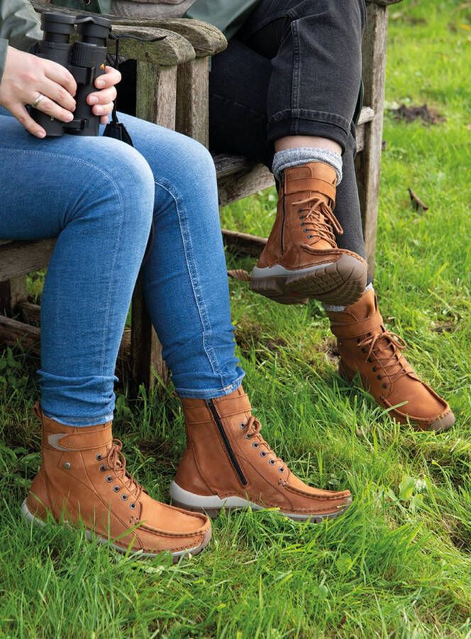 Wolky Hoge veterschoenen Reach cognac nubuck