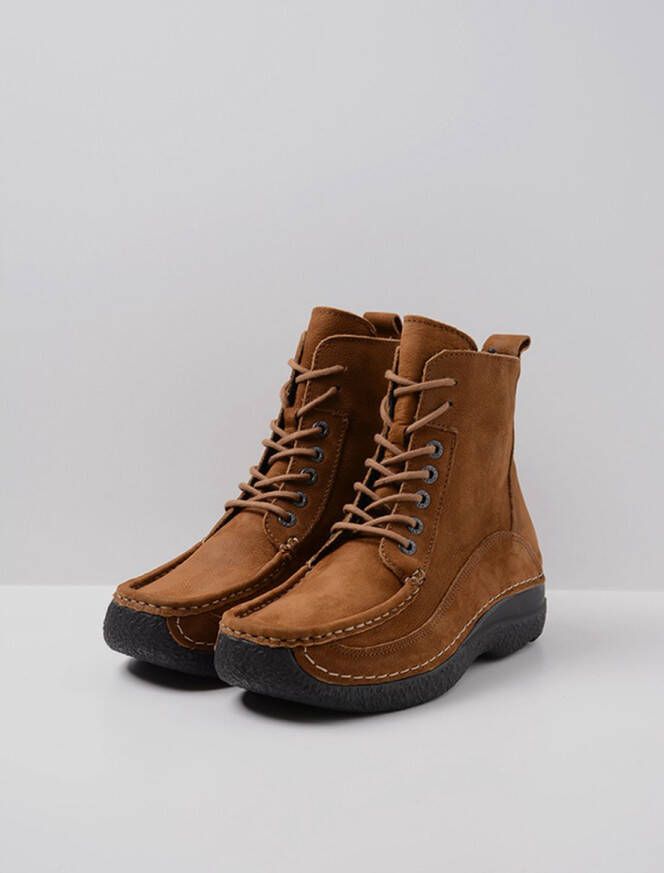 Wolky Hoge veterschoenen Roll Boot cognac nubuck