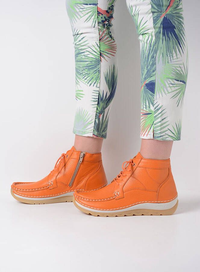 Wolky Hoge veterschoenen Salado oranje leer