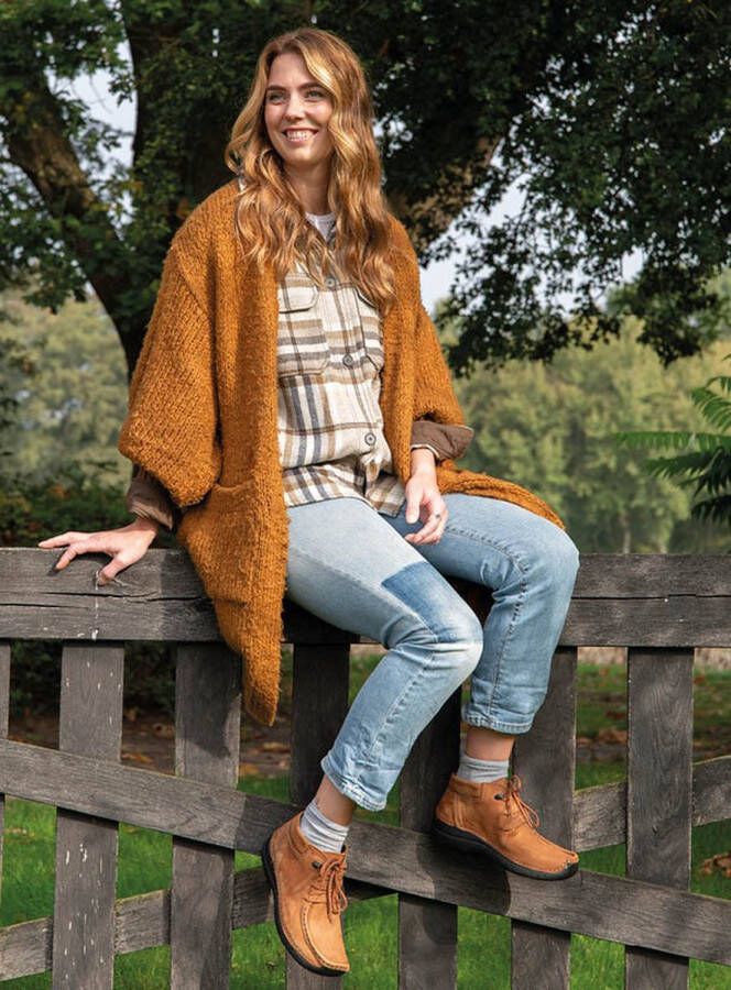 Wolky Hoge veterschoenen Seamy Moc cognac nubuck