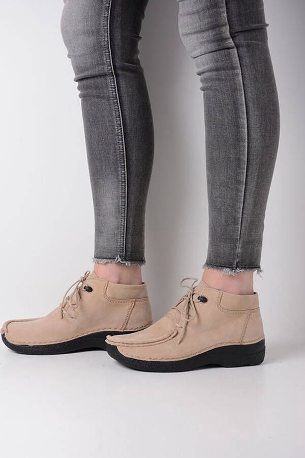 Wolky Hoge veterschoenen Seamy Moc safari nubuck