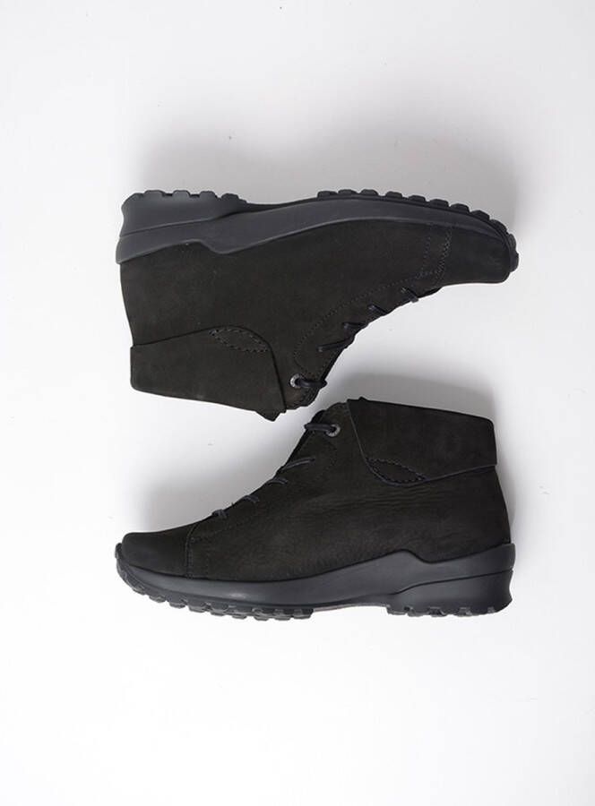 Wolky Hoge veterschoenen Teton zwart nubuck