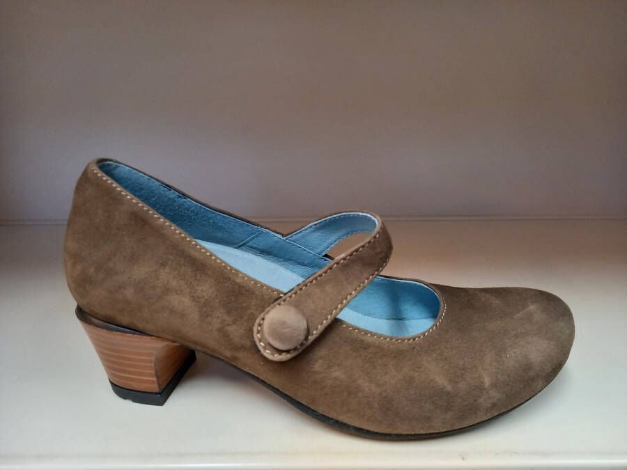 Wolky Jig pump blokhak met band bruin suede - Foto 1