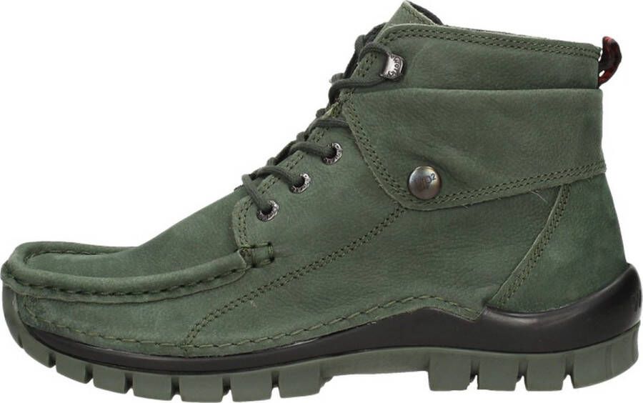 Wolky Hoge veterschoenen Jump saliegroen nubuck