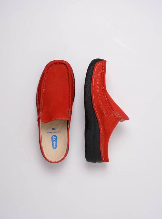 Wolky Comfortschoenen Roll Slide donkerrood nubuck