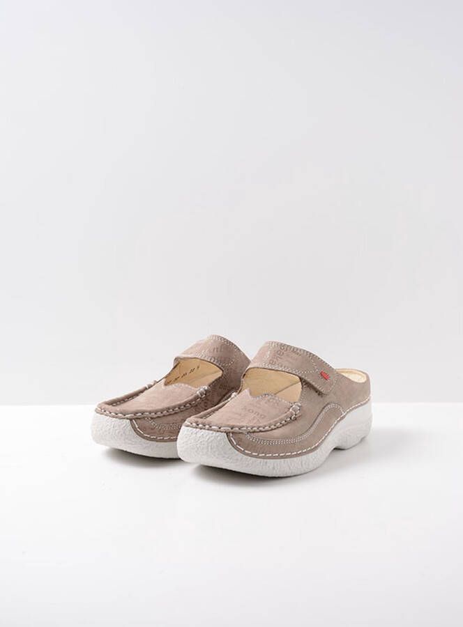 Wolky Comfortschoenen Roll Slipper taupe letter nubuck