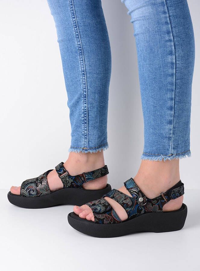 Wolky Sandalen Avalon zwart blauw suede