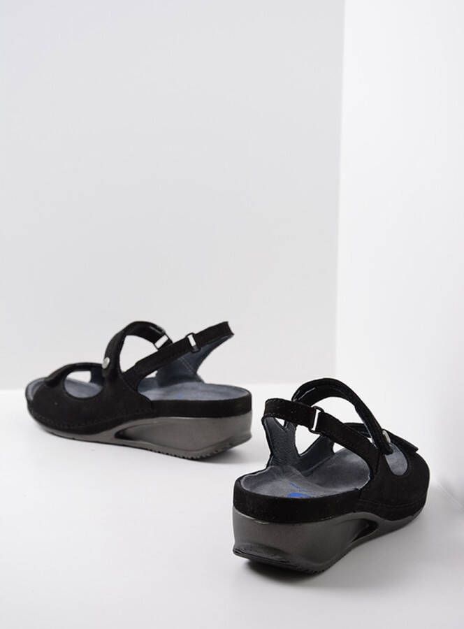Wolky Sandalen Shallow zwart nubuck