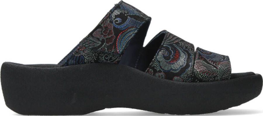 Wolky Slippers Aporia zwart blauw suede