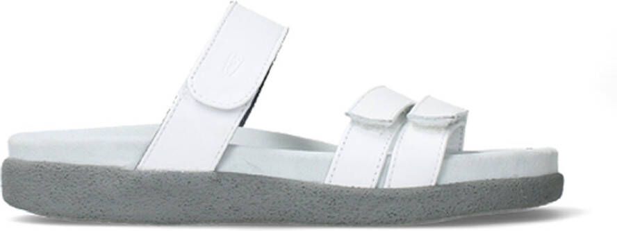Wolky 0050130 100 Dames Slippers Slides Voorgevormd Voetbed Klittenbandsluiting Wit