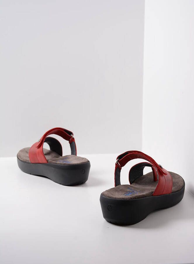Wolky Slippers Collins rood leer