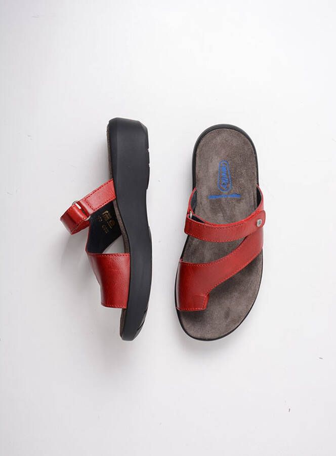 Wolky Slippers Collins rood leer