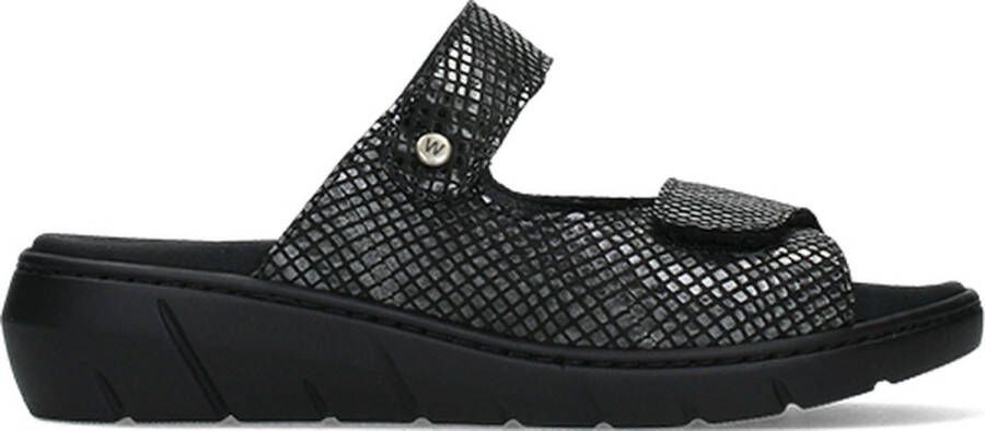 Wolky Slippers Cyprus antraciet slangenprint leer