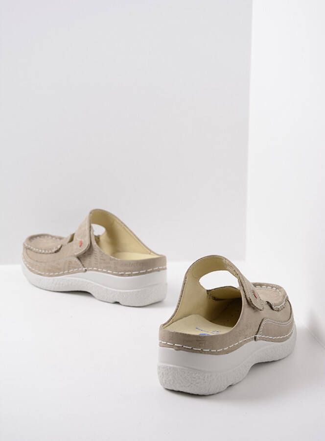 Wolky Comfortschoenen Roll Slipper taupe letter nubuck