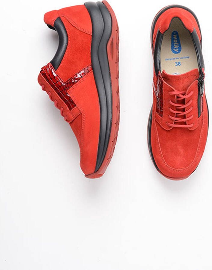 Wolky Veterschoenen Comrie rood combi leer