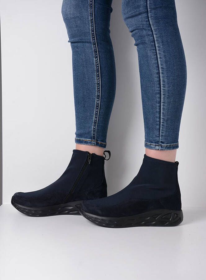 Wolky Sneakers Rebound SF blauw stretch suede