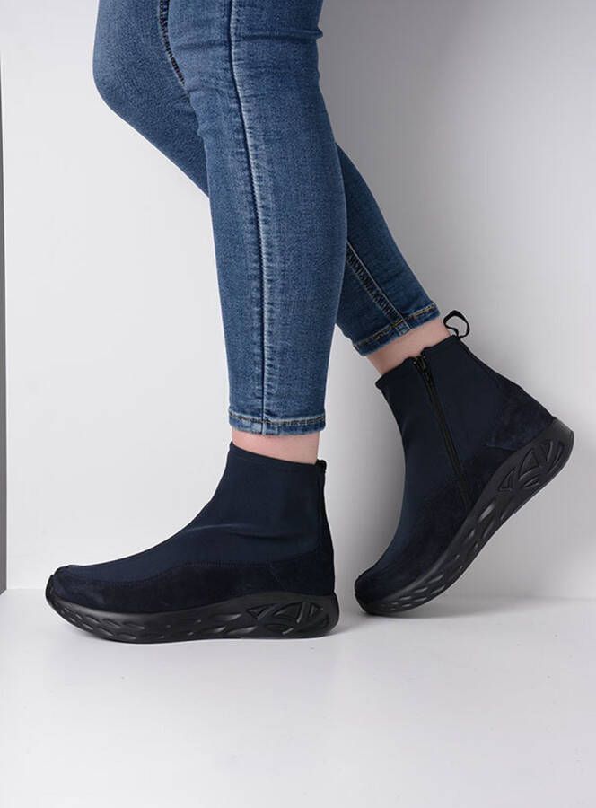 Wolky Sneakers Rebound SF blauw stretch suede