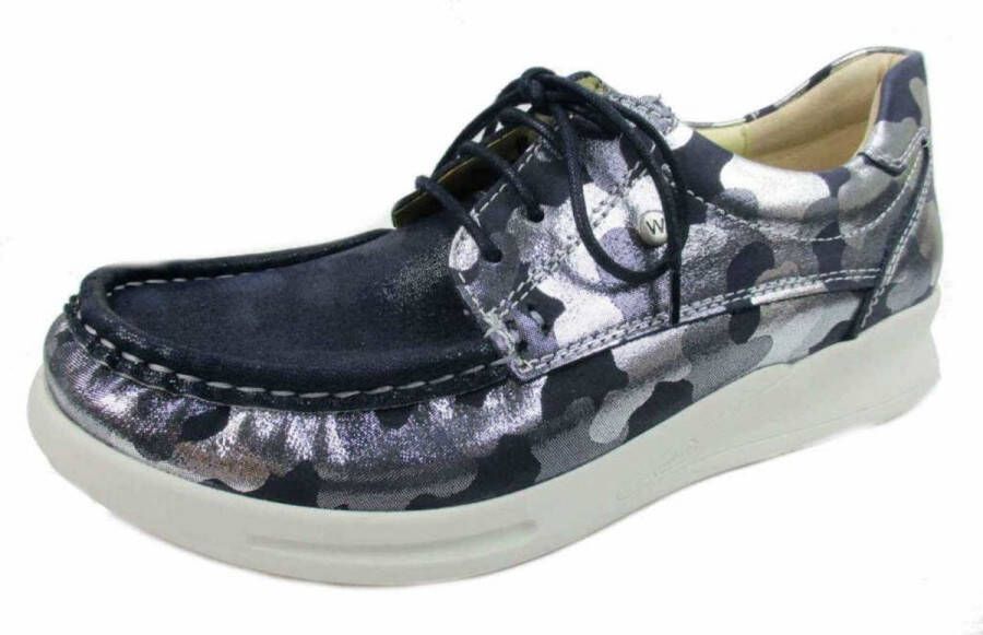 Wolky Nette schoenen 05901 One 14870 blue-summer metallic stretch nubuck