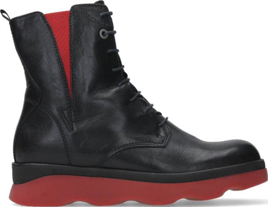 Wolky Veterschoenen Akita zwart rood leer