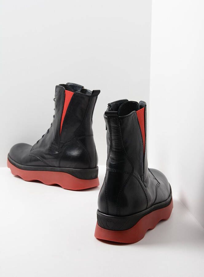 Wolky Veterschoenen Akita zwart rood leer - Foto 1