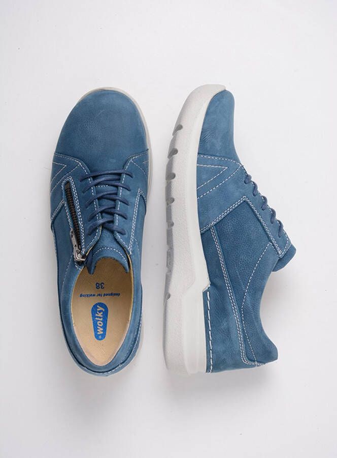 Wolky Dames Veterschoenen Feltwell Antique Dodger Blue Jeansblauw
