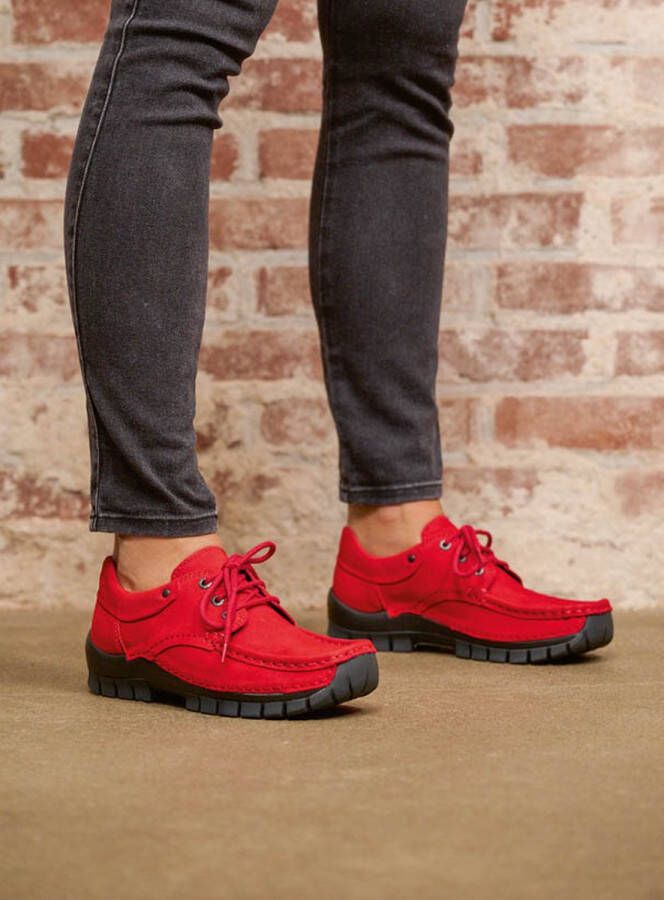 Wolky Veterschoenen Fly rood nubuck