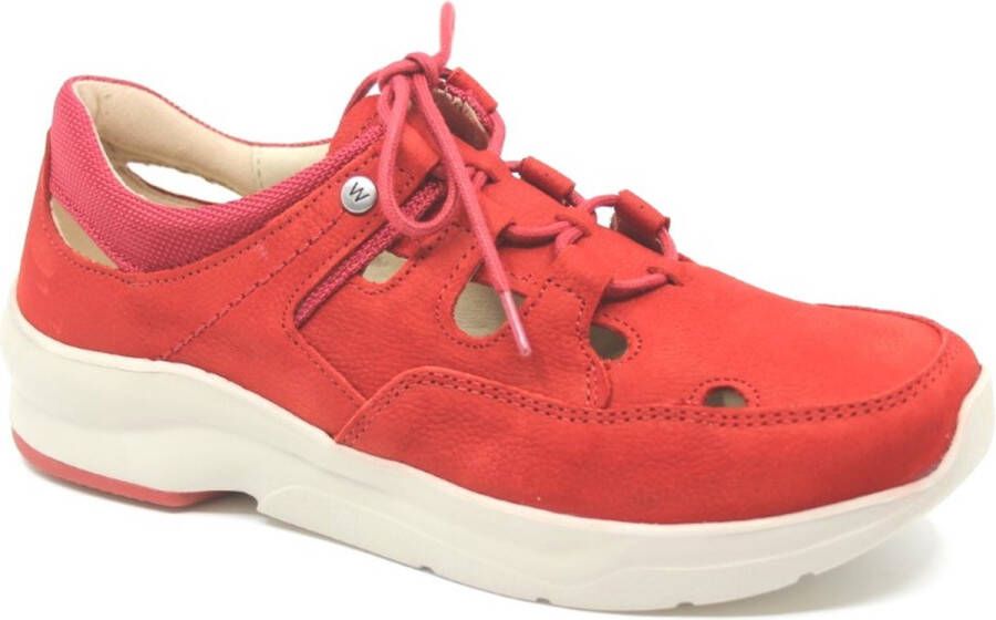 Wolky Rode leren sneakers met comfortabel voetbed en enkelondersteuning Rood Dames - Foto 1