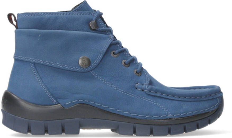 Wolky Hoge veterschoenen Jump atlantisch blauw nubuck