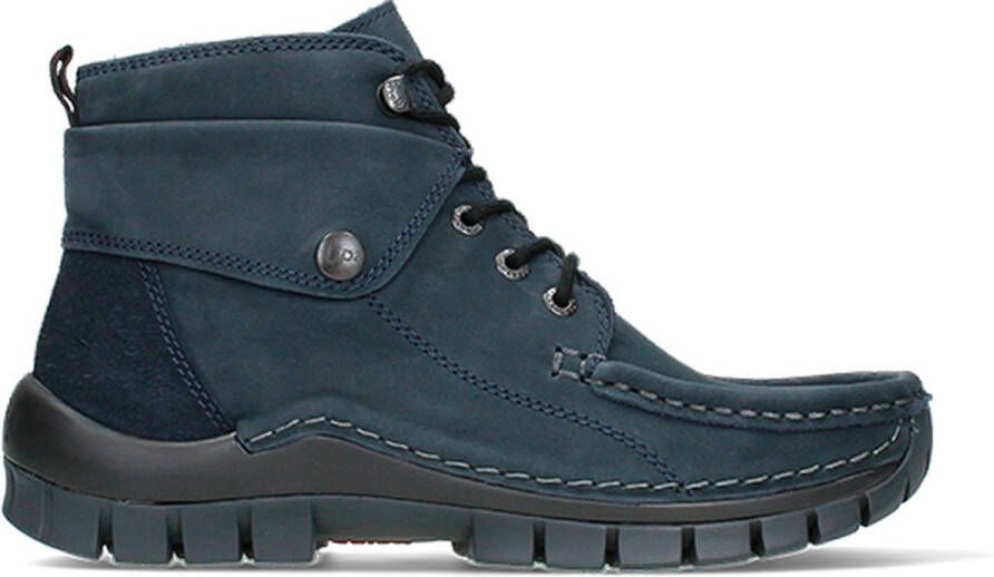 Wolky Hoge veterschoenen Jump blauw nubuck