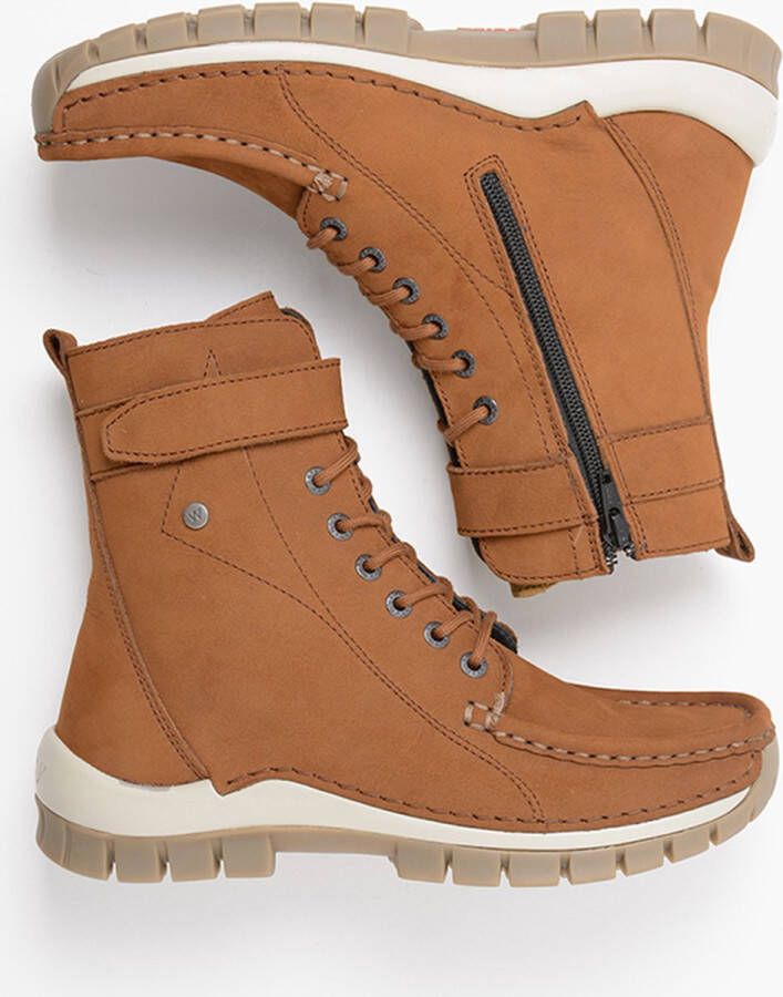 Wolky Hoge veterschoenen Reach cognac nubuck