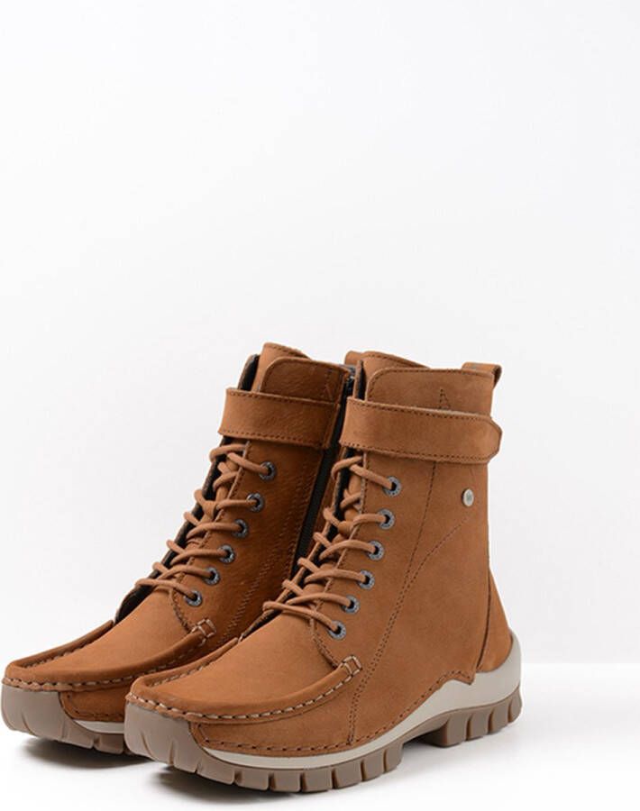 Wolky Hoge veterschoenen Reach cognac nubuck