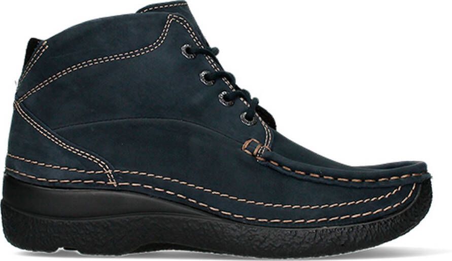 Wolky Hoge veterschoenen Roll Shoot blauw nubuck