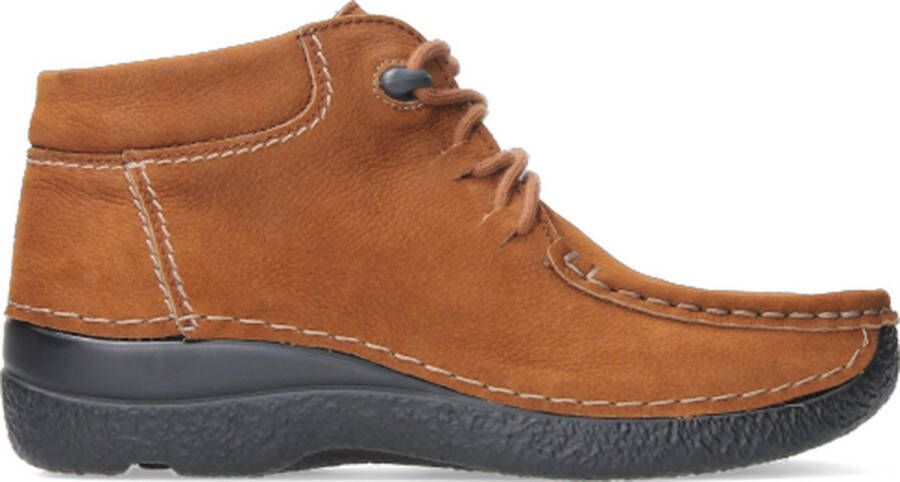 Wolky Hoge veterschoenen Seamy Moc cognac nubuck